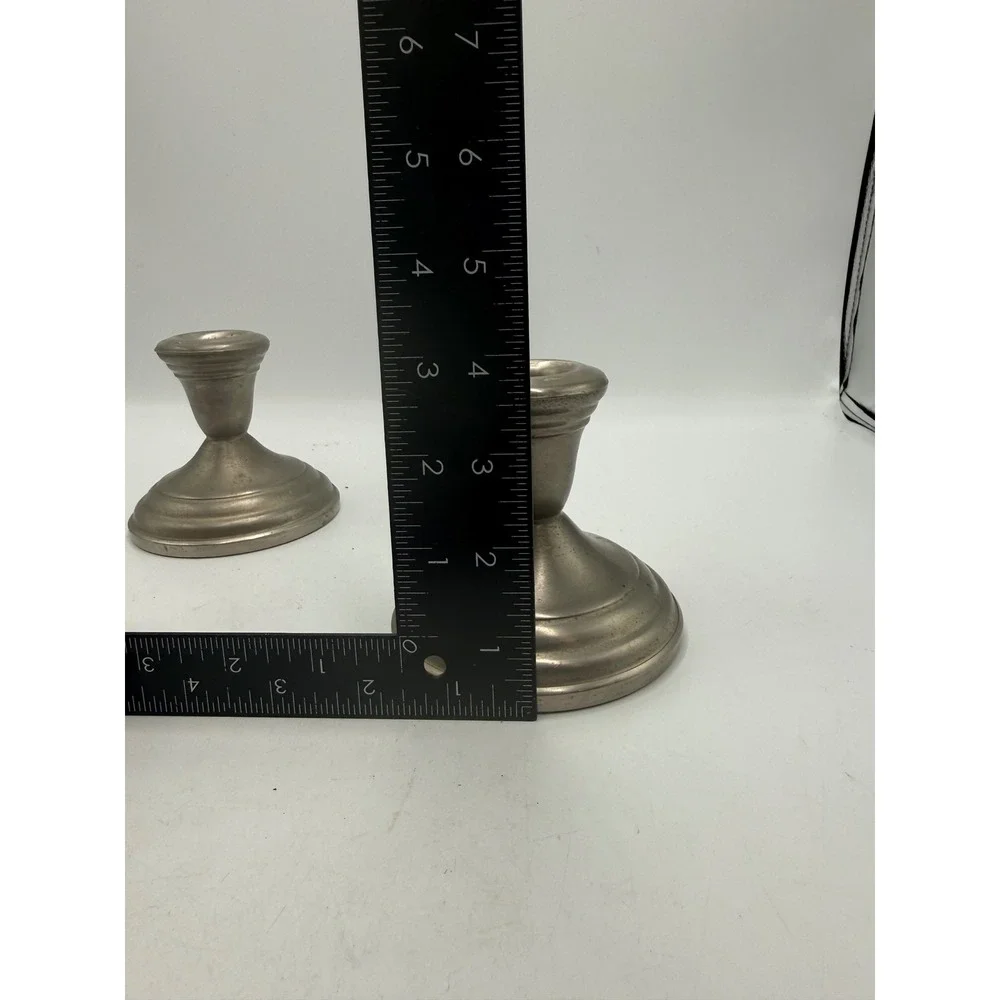 Vintage FB Rogers Provincetown Pewterlite Candlestick Holders Pair Taunton Mass